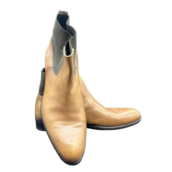 Interview Vintage Turkish Brown Leather Stretch Ankle Chelsea Boots 43 or US 9 - Picture 4 of 6